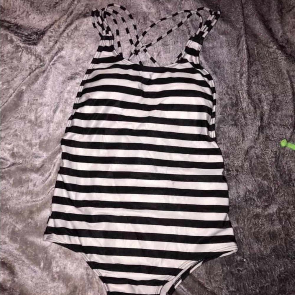 Striped one piece swimsuit